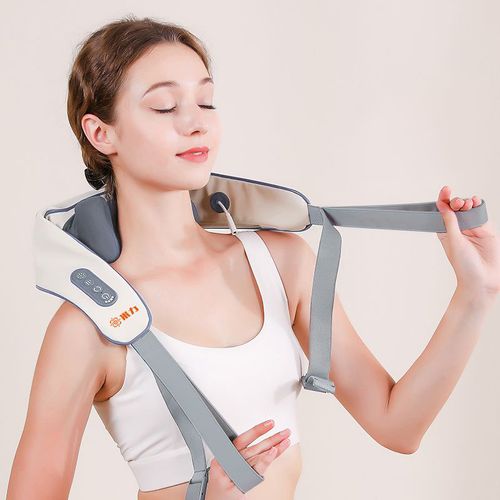 Portable wireless finger massage electric neck pillow massager for home and car use, soothing heat 2-in-1 shoulder massager