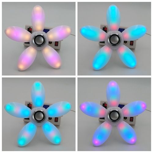 Smart light bulb music synchronous LED five leaf fan dimmable E27 base 360 deformable speaker light party lighting