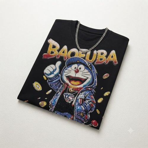 Blue kitten short-sleeve shirt
