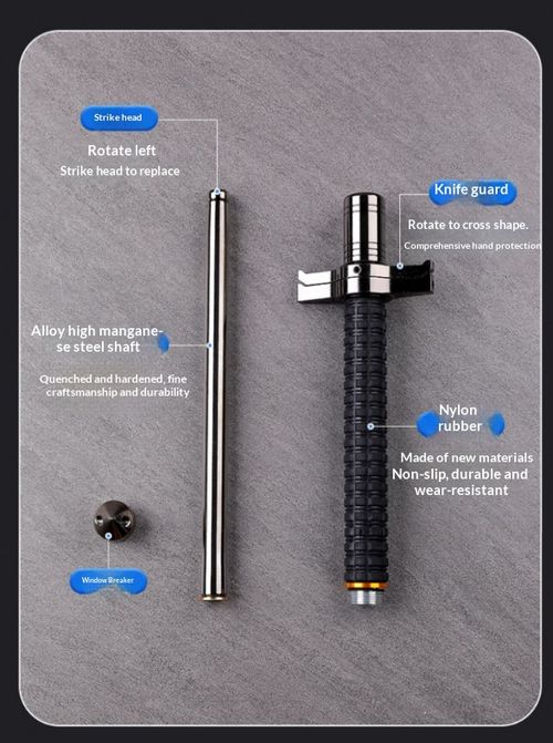 Defensive Telescopic Baton — 3-Section Collapsible Stick, Portable Self-Defense Tool, Vehicle Emergency Window Breaker, Tactical Impact Weapon, Survival Mace