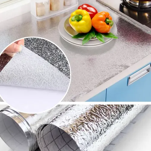 Kitchen anti oil sticker self-adhesive aluminum foil and water resistant stickers used for countertop drawer cabinet