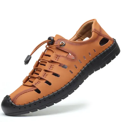 New Summer Men Genuine Leather Sandals Business Casual Shoes Men Outdoor Beach Sandals Roman Men Summer Water Shoes