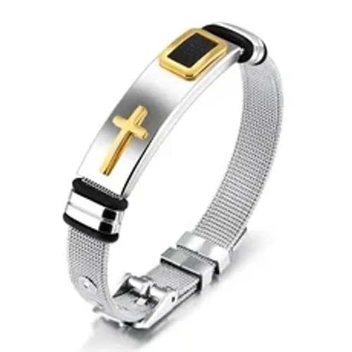 New Adjustable Metal Men's Bracelet Fashion Celtic Cross Pattern Bracelet Push-Button Charm Bracelet Black Golden