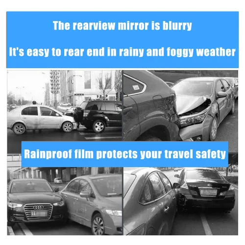 2 car rearview mirror films + 2 side window protective films, waterproof, fog and rainproof