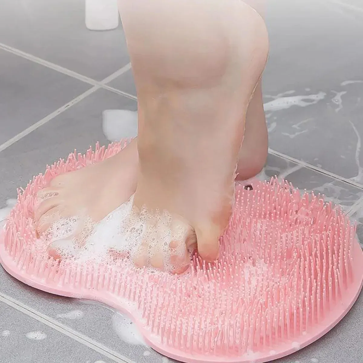 2PCS Back Massage Brush Exfoliating Shower Massage Scraper Bathroom Non-slip Bath Mat Silicone Foot Wash Body Cleaning Bathing Tool