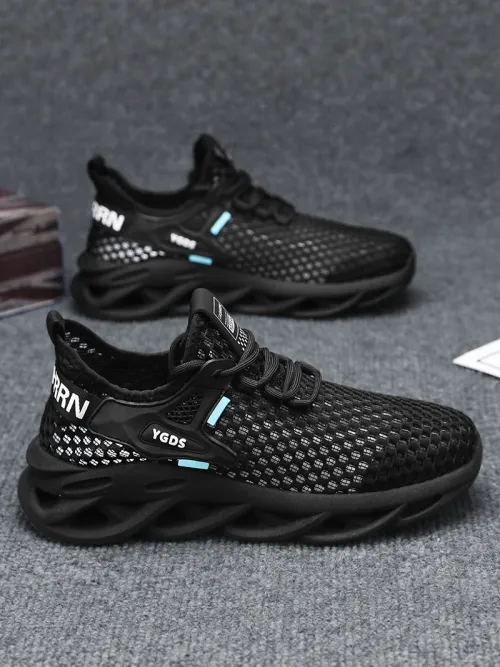 Men's Summer Casual Sports Mesh Shoes Breathable Hollow out Thin Model Work Air Conditioning Shoes Soft Bottom round Toe