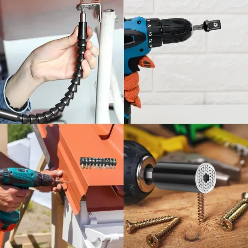 6PCS Flexible Drill Bit Extension Rotatable Socket Adapter Hex Shank 105° Right Angle Drill Attachment Screwdriver 90° Angled Bits
