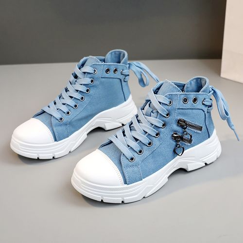 New canvas high top women's shoes, thick soled height increasing casual shoes, Martin boots