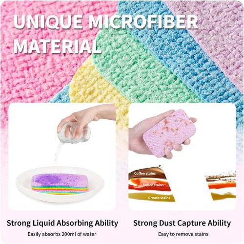 3PCS 12-layer water-absorbent strong dust removal cleaning kitchen replaceable rainbow microfiber cleaning cloth