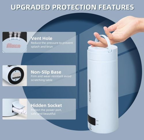 Electric Kettle Keeps Cold or Heat Insulated LED Thermometer Water Bottle Keeps Warm Portable Automatic Travel Espresso Electric Kettle