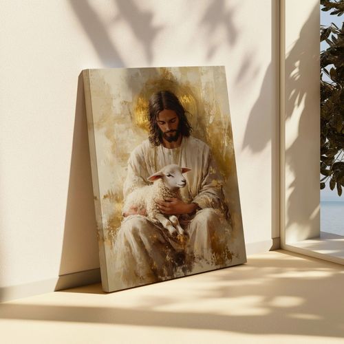 Oil paintings of Jesus in various styles.