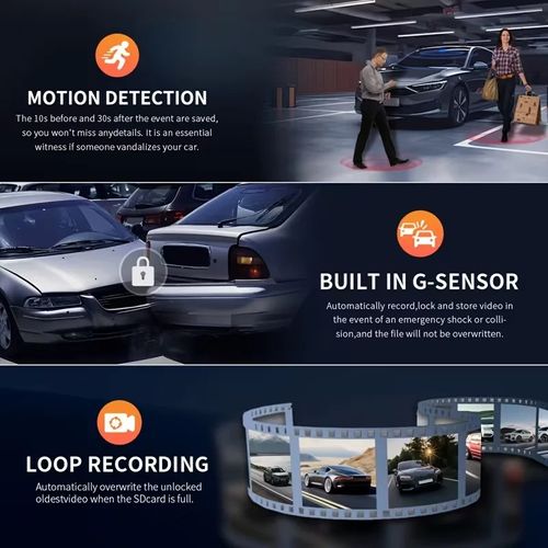 Dual camera driving recorder with infrared night vision ring recording and 2-inch IPS screen