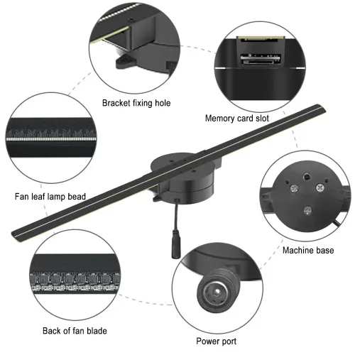 Naked Eye 3D Holographic Fan Screen Stereo Display Suspended Projection Light Suspended Imaging Advertising Machine LED