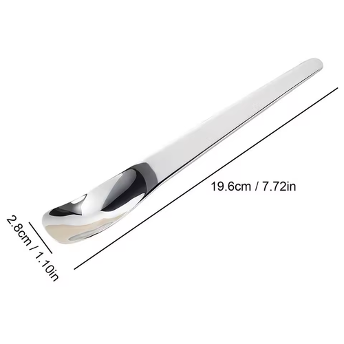Stainless Steel Long-Handled Dessert Spoon and Dumpling Filling Scoop 19.6cm Mirror Polished Integrated Tableware for Ice