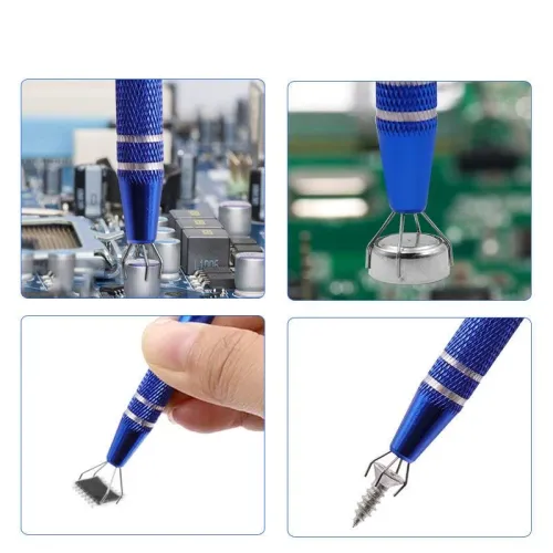 3PCS Electronic Component Grabber Four Claw IC BGA chip gripper Extractor Screw Picker Pick Up pen Electronic Repair Hand tool