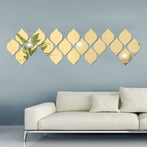 10PCS Mirror Stickers Acrylic Wall Decor DIY Removable Self-adhesive Mirrors Decal for Living Room Background Decoration