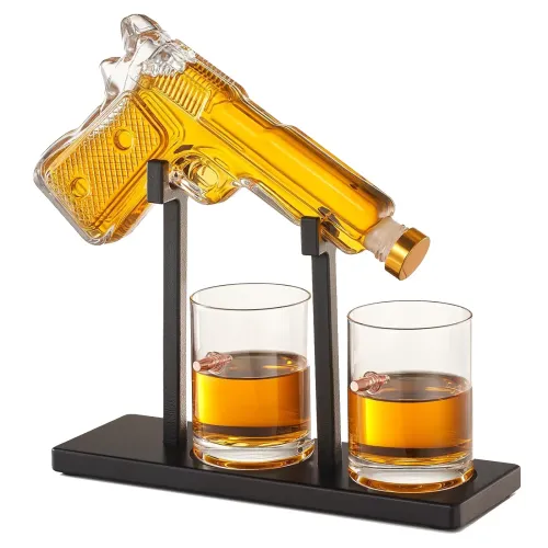 Gun Whiskey Decanter Sets With 2 Bullet Glasses Personalized Liquor Dispenser Liquor Scotch Bourbon Vodka