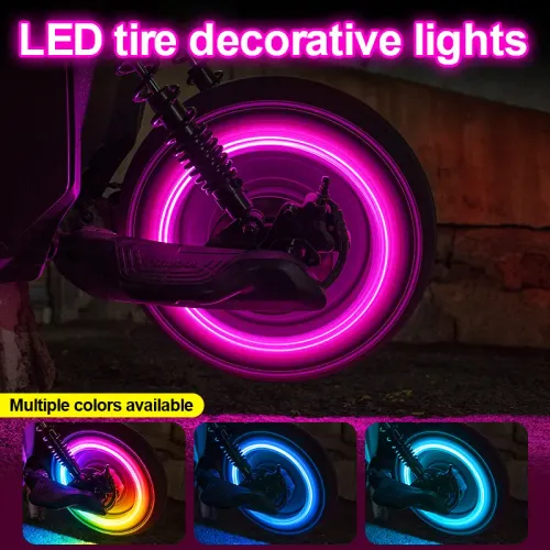 4pcs Motorcycle rim light, seven-color flashing decorative light for electric bike tire valve, car valve light, wheel light