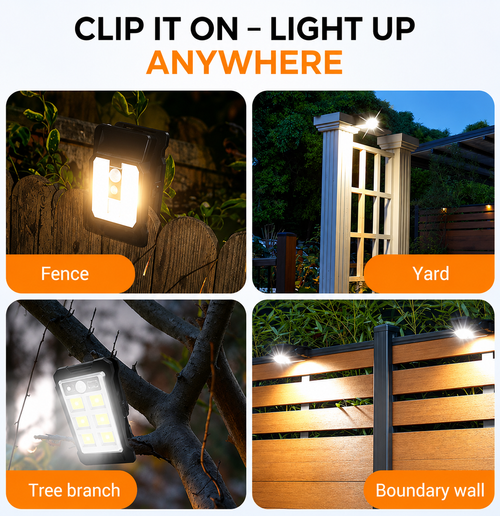 3pcs Outdoor Solar Clip Light with Motion Sensor
