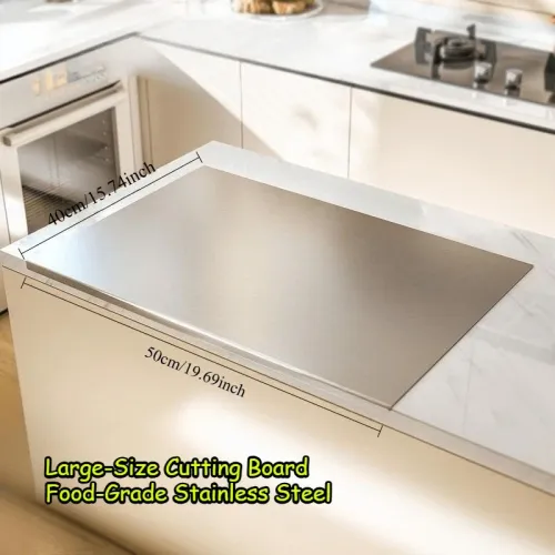 L-shaped Chopping Board Stainless Steel Large Size Doublesided Chopping Board Kitchen Tool Home Fruit Cutting And Kneading Panel