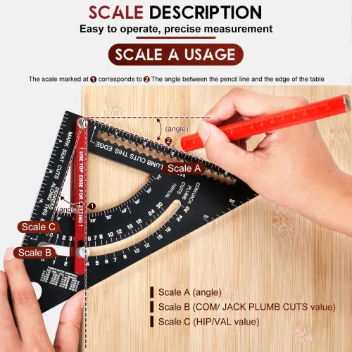 7-inch woodworking triangle ruler adjustable and multifunctional