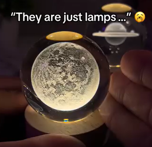 Crystal ball with engraved light