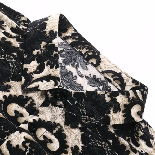 Men's Ice Silk Casual Floral Shirt Summer High-end Ice Silk Short Sleeved