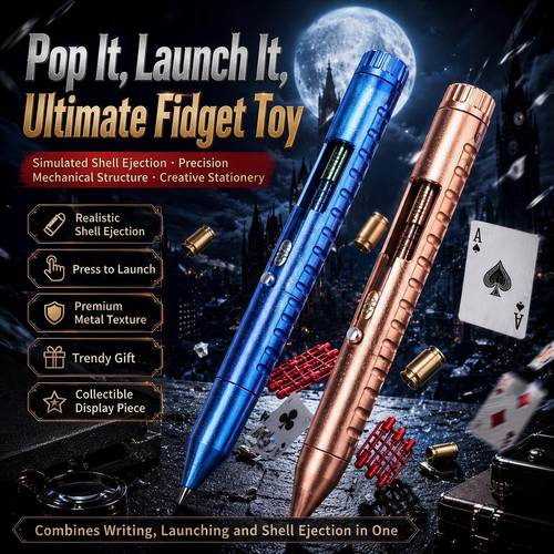 Agent Pen with Ejecting Shells, Dual-Use Writing Shooting Toy Pen, Fun Stress Relief Gadget for Office Home