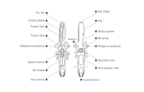 18-in-1 EDC TItanium Alloy Pry Bar Screwdriver Wrench Key Ring Handle Multi-tool profession Portable Outdoor Tools