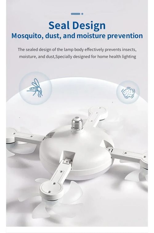 E27 Fan Light 2-in-1 60W Drone Design Ceiling Fan Light with Remote Control AC85-265V Fan Lighting Bulb for Home Restaurant