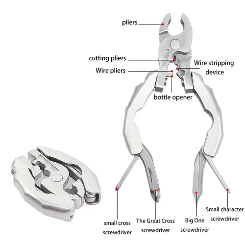 Portable Pocket Mini Stainless Steel Folding Pliers Knife Keychain Screwdriver Combination Kit Outdoor Multifunction Tool