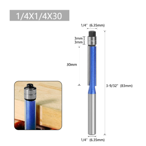 6mm A quarter Double Bearing Carbide Flush Trim Router Bits for Wood Biaxial Trimming Tool Carving Milling Cutter Woodworking Tools