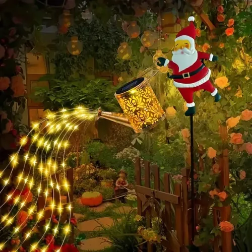 New Santa Claus Lantern Solar Luminous Water Bottle Hollow Outdoor Courtyard
