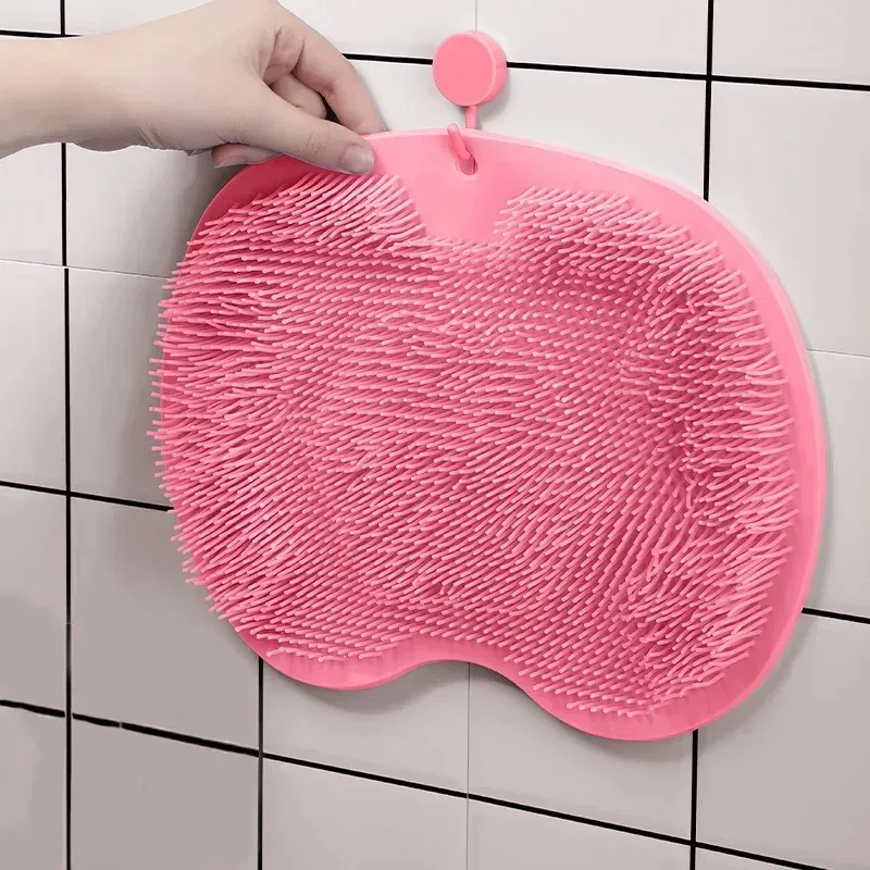 2PCS Back Massage Brush Exfoliating Shower Massage Scraper Bathroom Non-slip Bath Mat Silicone Foot Wash Body Cleaning Bathing Tool