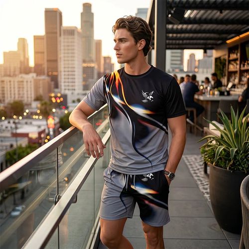 🔥New Arrivals-Men's Abstract Print T-Shirt and Shorts Set
