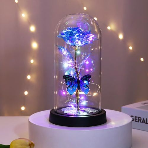 🏆Flash 49%  Almost Gone -💥Eternal Butterfly Rose Glass Dome Display with LED Light🦋🌹