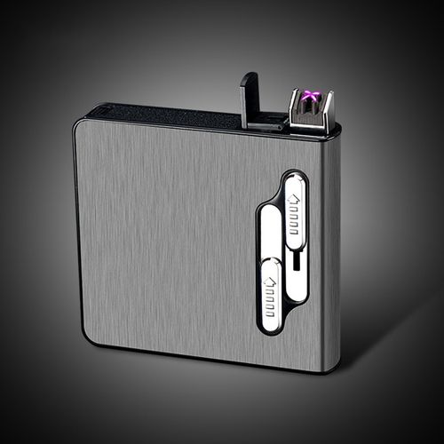 Metal cigarette case rechargeable windproof lighter integrated cigarette case