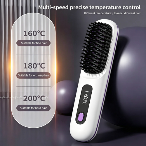 Multi-Function Cordless Ceramic Hair Straightener Brush