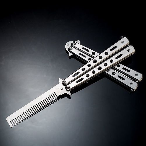 Portable Butterfly Training Knife Foldable CSGO Balisong Trainer Pocket Flail Knife Uncut Blade Butterfly Comb for Training Tool