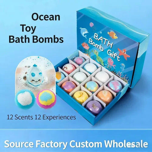 12pcs Bath Bombs Set Bath Gift with Hidden Toys Safe Ocean Bubble Bath Perfect for Sensory Play Bathtime Fun