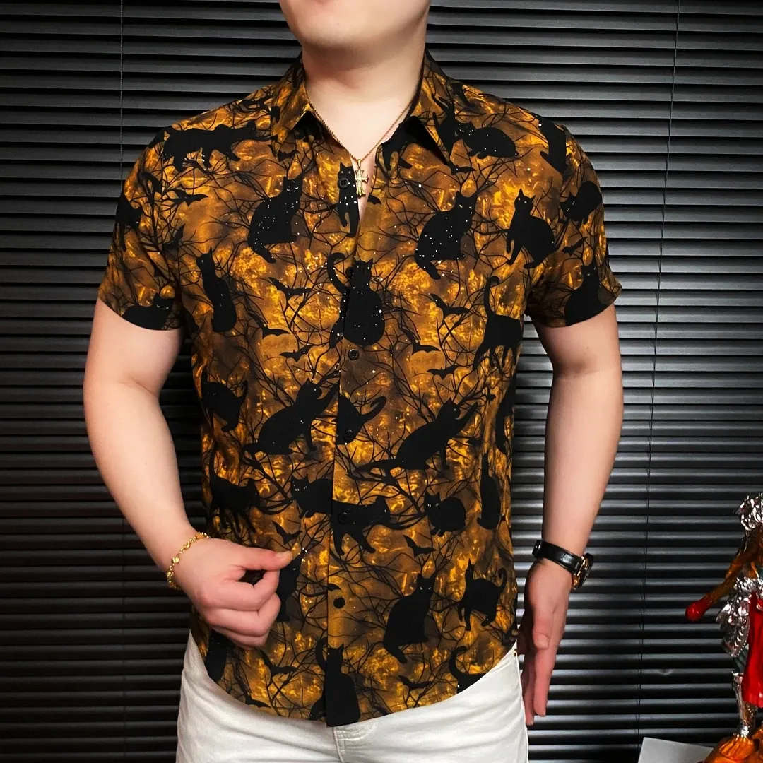 Men's yellow short-sleeved casual summer top
