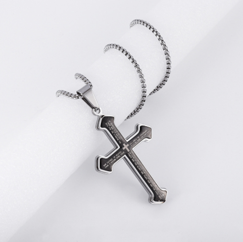 High Quality Stainless Steel Religious Cross Pendant Necklace Punk Fashion Men's Retro