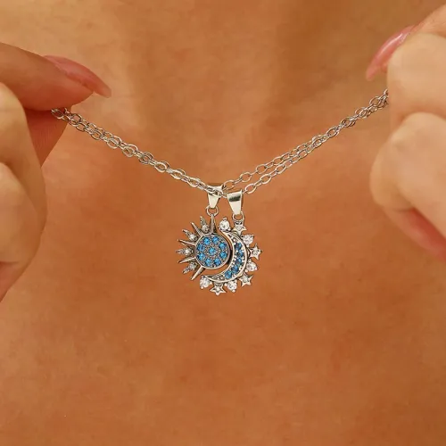 Stainless Steel Magnetic Sun Moon Couple Necklace Fashion Chain for Men and Women Good Friend Gifts Trend Jewelry