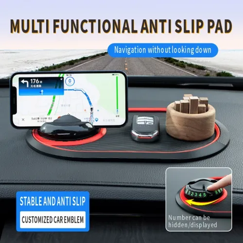 Three in one anti-skid pad for car, center console, car phone number plate display bracket