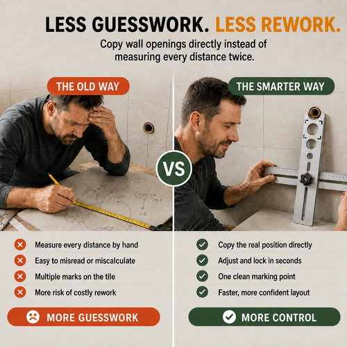 2PCS 60cm+40cm Stainless Steel Tile Positioning Ruler – Adjustable Drilling Guide and Measuring Tool for Tiles Marble and Wall Tiles
