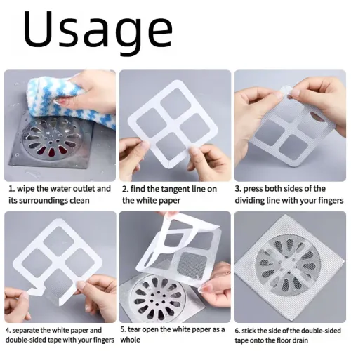 10Pcs Floor Drain Sticker, Insect-proof Self-adhesive Bathroom Hair Filter Net, Sewer Filter, Kitchen Anti-blocking Mesh Net