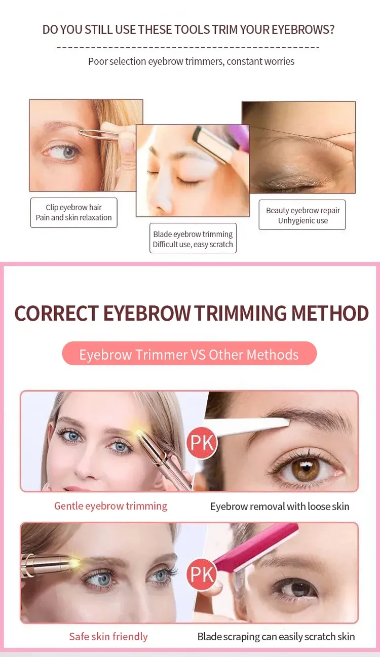 2026 New Electric Eyebrow Trimmer Pen Automatic Hair Removal Razor for Women Men Facial Shaver Beauty Tool Epilator