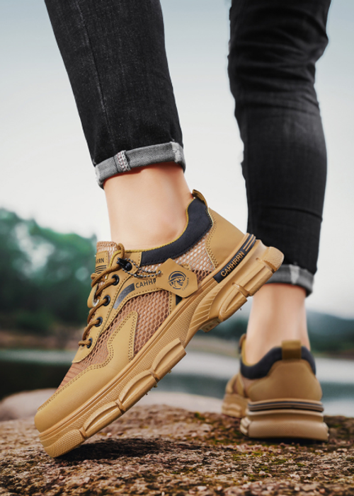 Men's Breathable Low-Top Work-Style Combat Boots for Summer