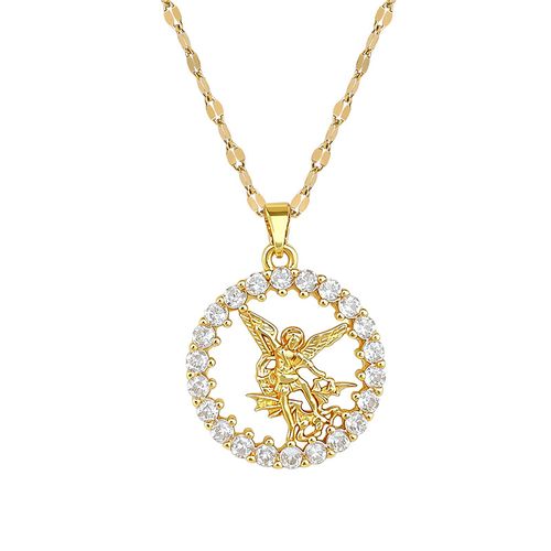 Greek Goddess Pendant Necklace Gold Plated Stainless Steel Chain Vintage Angel Lucky Jewelry