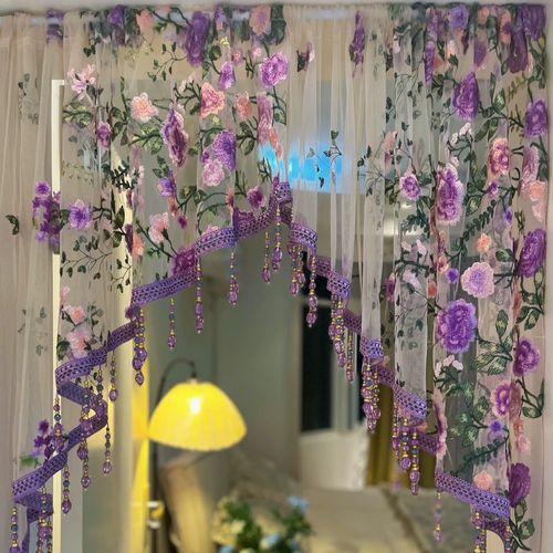 Bedroom corridor lace gauze curtain embroidery atmosphere beaded half curtain